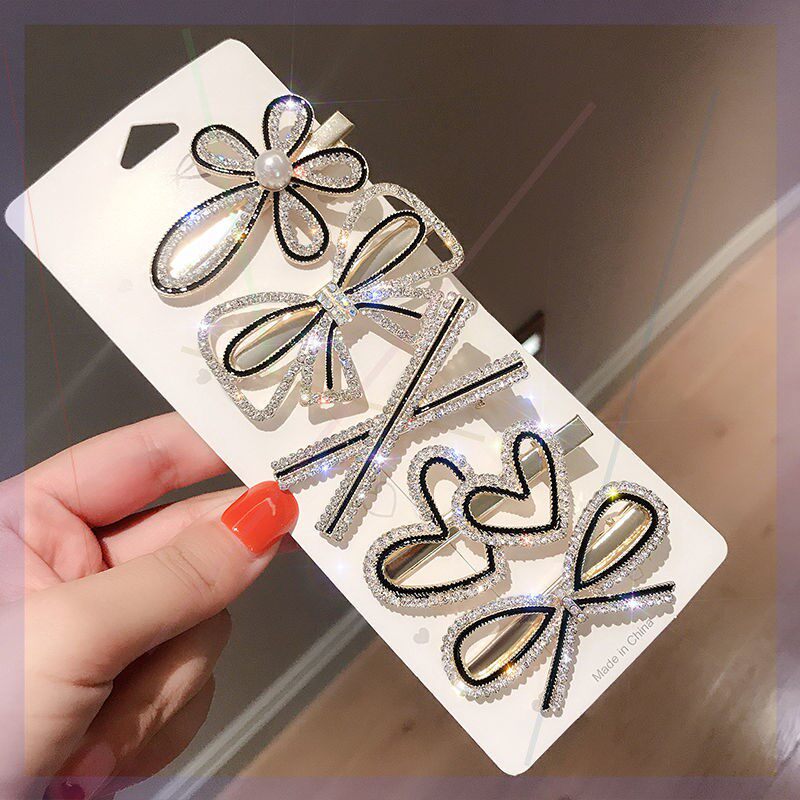 North Ri Little Peggie's Hip Hop Flash Drill Hair Clip Adorable Minima Duckbill Clip Temperament Side Clip Female Lipped Sea Clip 1