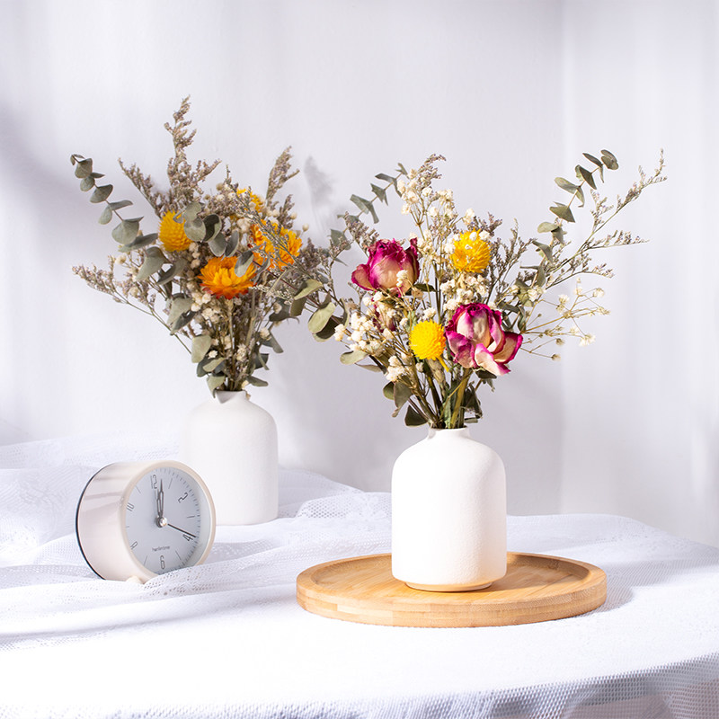 ins air-dried flowers natural rose full of star bouquet with vase gift box fitted home living room decorative mesh red pendulum piece-Taobao