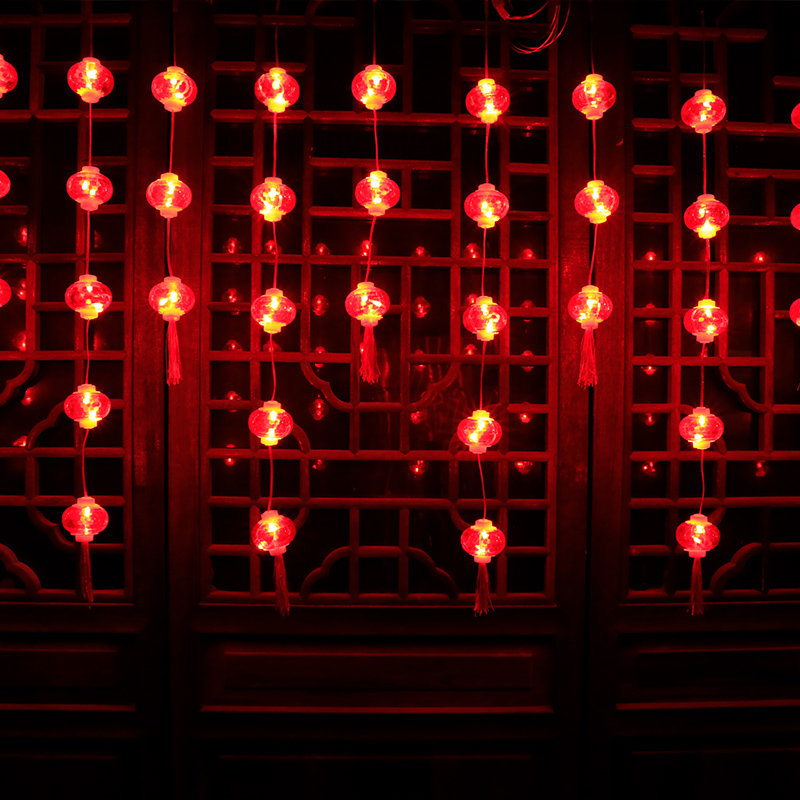 New Year and Spring Festival decorative lights luminous blessing lantern pendant Chinese New Year home balcony indoor layout red lantern hanging lamp