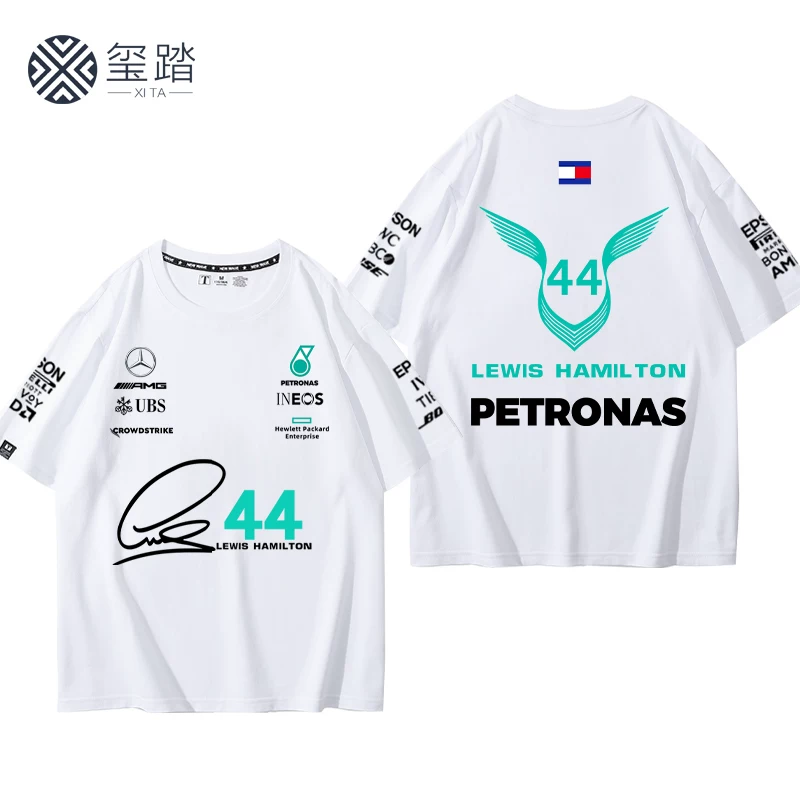 Мерседес F1 гоночная № 44 Льюис Хэмилтон памятный свитер хлопковая футболка с коротким рукавом