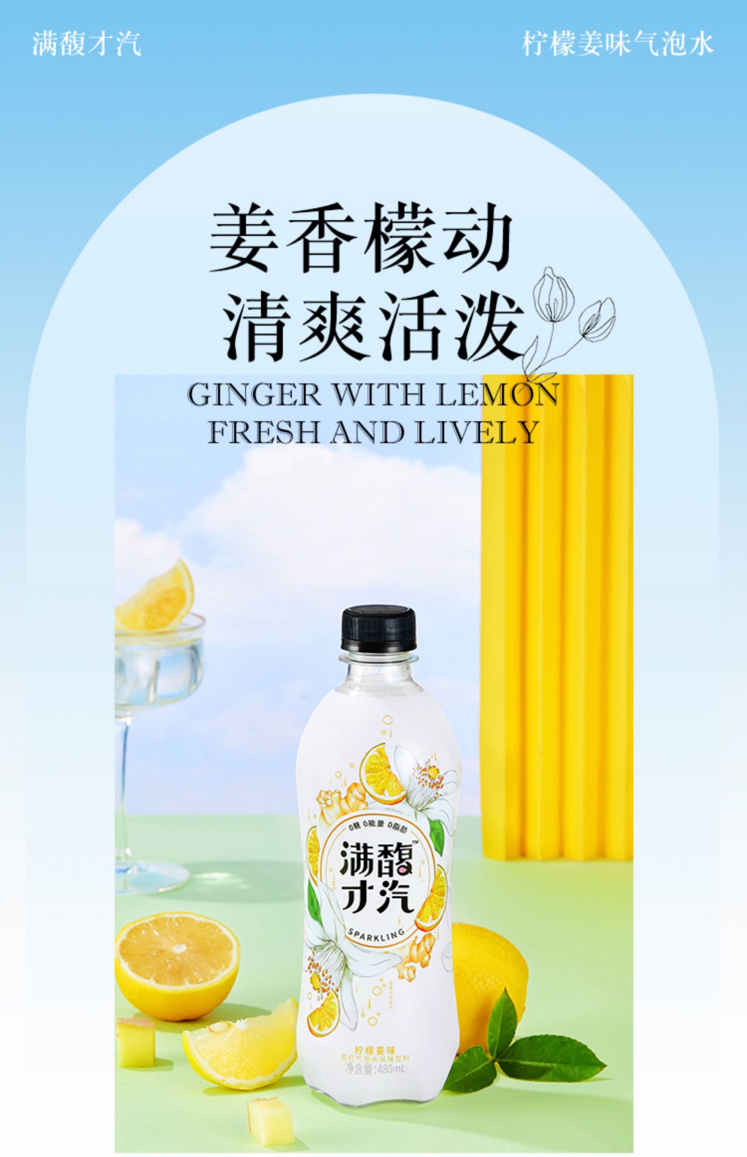 满馥才汽0糖花果味气泡水整箱480ml*15瓶