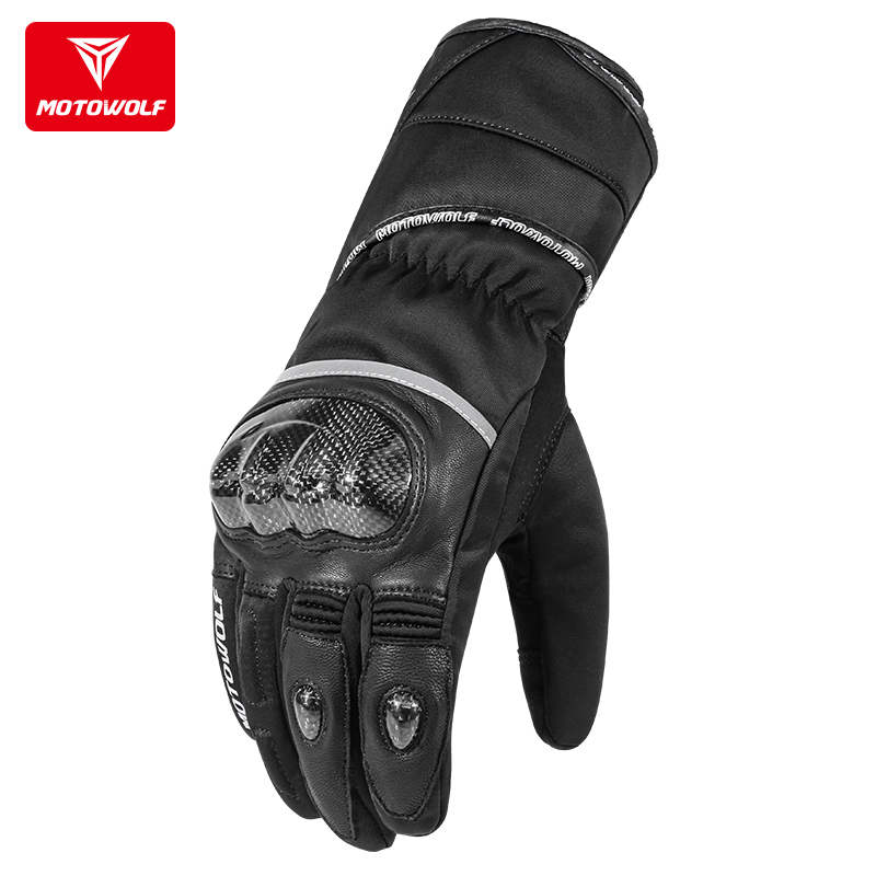 Spring-autumn locomotive riding gloves anti-fall and anti-chill windproof warm locomotive Knights equipped with carbon fiber genuine leather