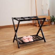 Hotel guest room courtesy rack bedroom double-layer clothing storage rack household folding storage rack floor-standing bamboo drying rack