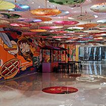 Chinese style oil paper umbrella silk cloth umbrella sunscreen antique dance props ceiling umbrella Hanfu photo parachute printing umbrella