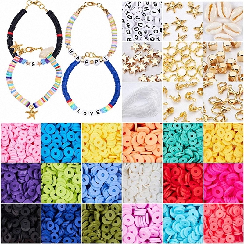 Soft Clay Pieces, Soft Clay Beads, Flat Round Polymer Clay Beads, Handmade Bracelet and Necklace Making, DIY Jewelry Accessories