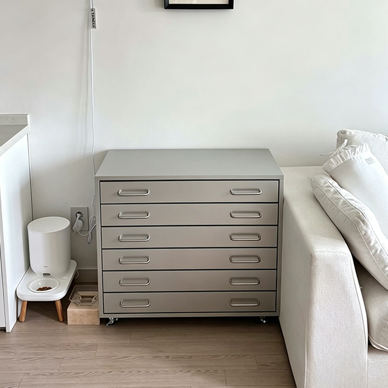 Pfotli Metallic Silver Mobile Drawer Storage Cabinet Chest of Drawers Bedside Table Four-Section Drawer 2026 New Model