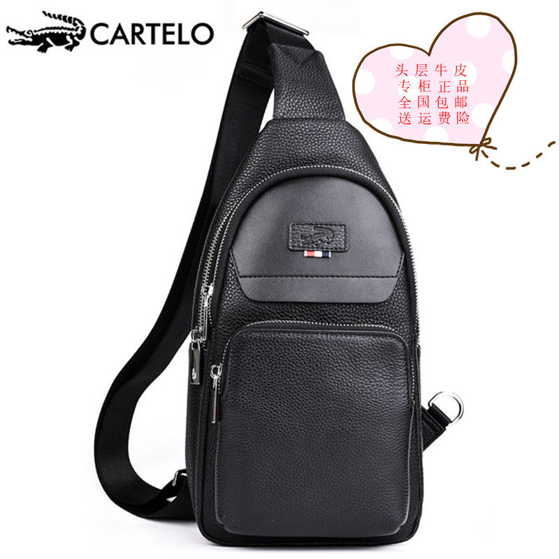 Caravan Crocodile Chest Bag Men Sports Head Layer Cow Leather Skew Satchel Casual Genuine Leather Men's Bag Single Shoulder Bag Tide