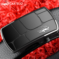 Carcodile Crocodile Leather Strap Man Genuine Leather Personality Automatic Buttoning Layer Cow Leather Belt Youth Boomer Pants With Man