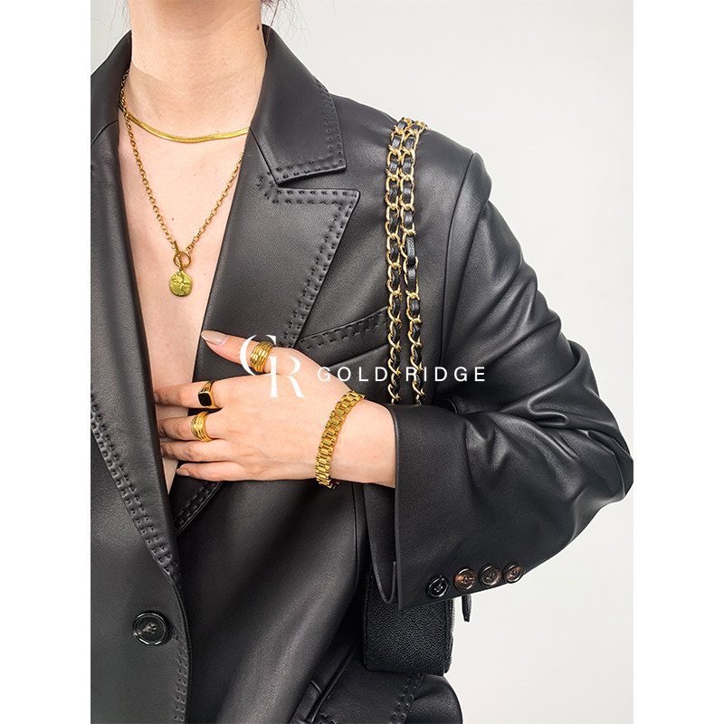 GOLD RIDGE-Spain imports sheep leather design sensation small crowdskin leather leather clothing leather jacket woman