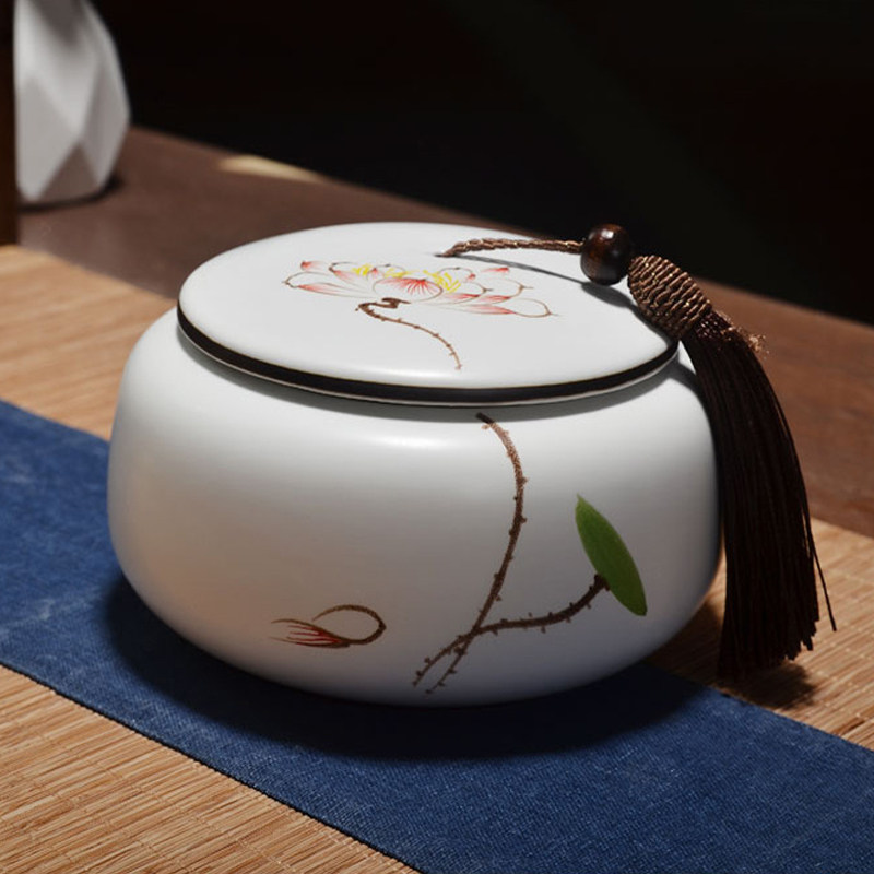 Tea pot ceramic large small household sealed pot a kilo of black tea green tea Pu 'er tea storage pot tea pot