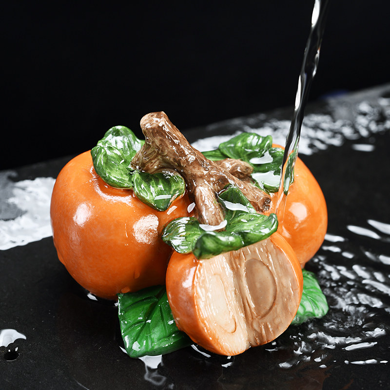 Persimmon tea pet ornaments boutique tea set accessories flush color change litchi creative tea play tea ceremony tea tray decoration