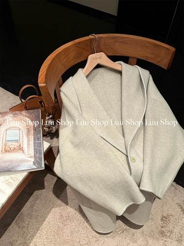 Шерстяное двусторонное демисезонное шерстяное пальто, длинная шерстяная куртка с капюшоном, свободный крой, средней длины