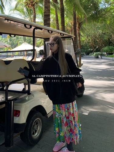 Черная куртка, толстовка с молнией, сексуальный комплект, свободный крой