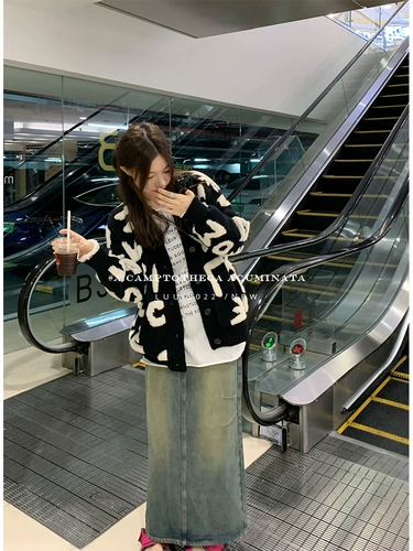 Свитер, куртка, трикотажный черный дизайнерский кардиган, оверсайз, тренд сезона