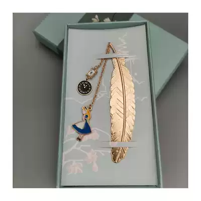 Zi Mo Alice in Wonderland Rabbit Peripheral Jewelry Golden Feather Bookmark Metal Tanabata Valentine's Day Gift