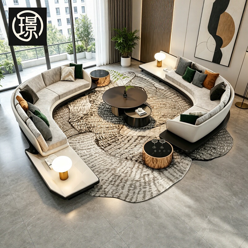 Hotel Lobby Sofa, Beauty Salon Lobby Reception Area, Leisure Area, Sales Office Negotiation Club, Solid Wood Curved Sofa Hotel Lobby Sofa, Beauty Salon Lobby Reception Area, Leisure Area, Sales Office Negotiation Club, Solid Wood Curved Sofa