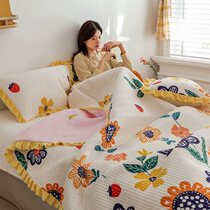  Flannel mattress Crystal velvet bed cover three-piece flannel winter blanket Tatami cover non-slip Kang mat clip