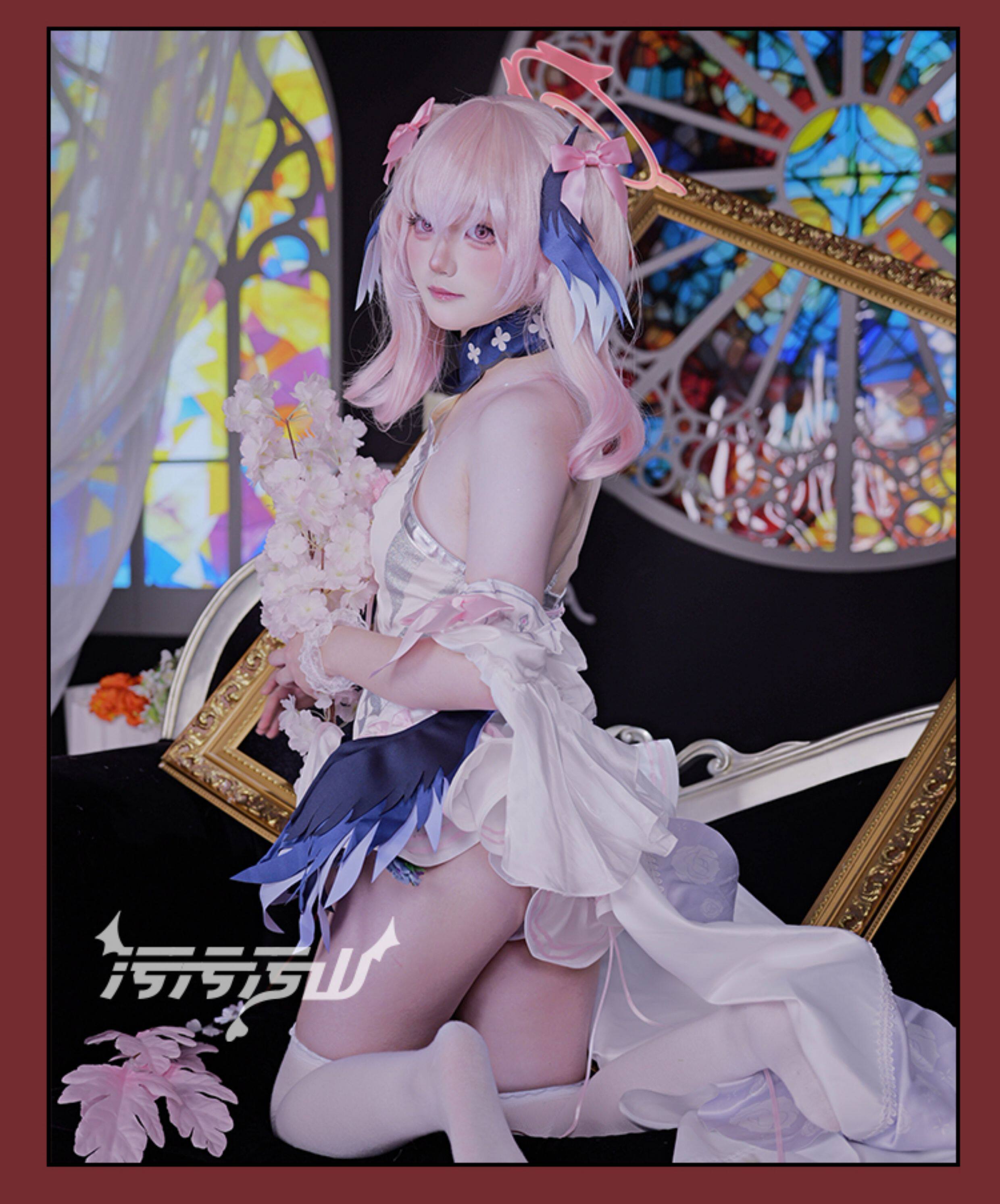 Blue Archive: Shimokawa Koharu | Pure White Vow Wedding Dress Cosplay Costume 34 Blue Archive Shimoe Koharu Pure White Vow Wedding Dress Cosplay Costume