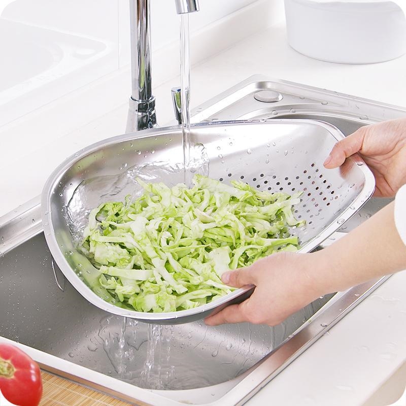 Kitchen thickened non-magnetic stainless steel vegetable dishwashing kei dishwashing pot, vegetable basket, drying basket, leaking basin, fruit basin
