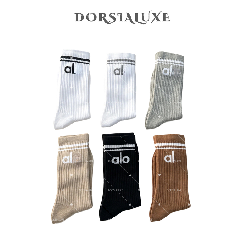 A1Ｏ Letter Mid-Calf Socks (Set of 6 Pairs) — No Returns, No Exchanges
