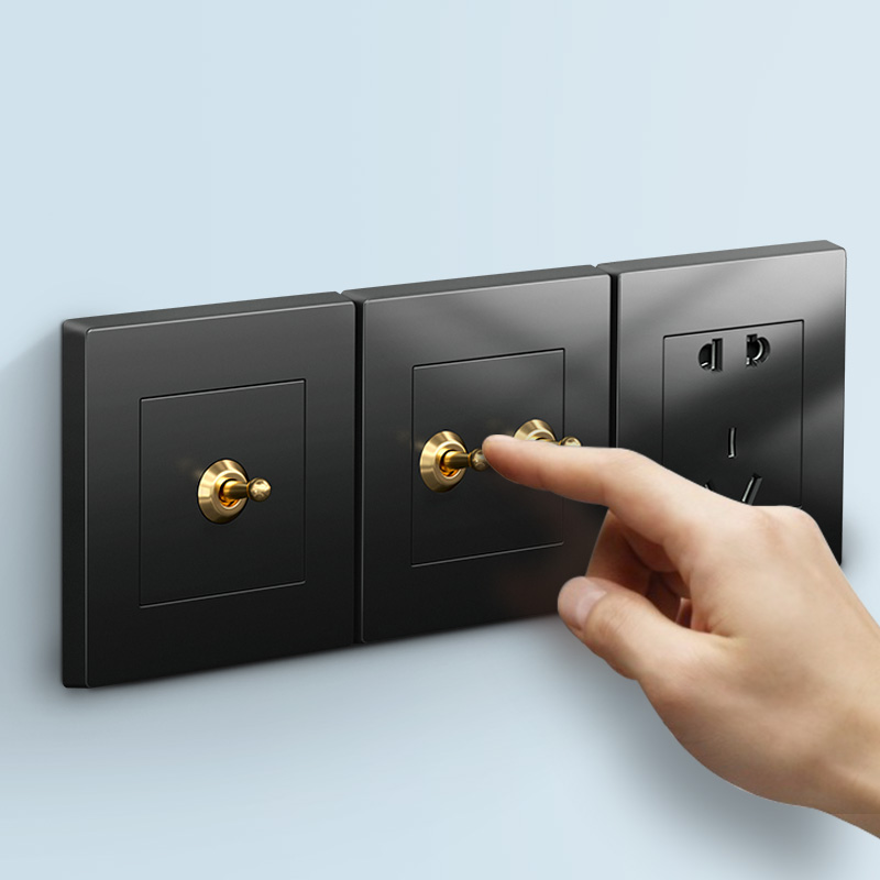 86 Wall dark socket panel retro switch open double - cut black hotel and switch to switch