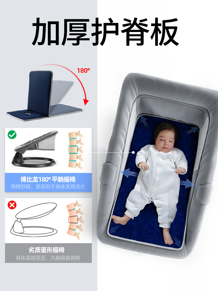 Baby Soothing Device, Baby Rocking Chair, Newborn Baby Sleep-Inducing Reclining Comfort Chair, Baby Care 0-3 Years Old Electric Cradle Bed