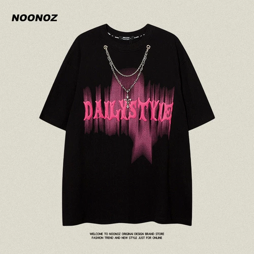 NOONOZ Футболка с коротким рукавом в стиле хип-хоп, хлопковая парная одежда для влюбленных, в американском стиле, короткий рукав