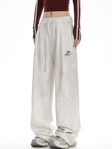 NOONOZ Спортивные штаны подходит для мужчин и женщин в стиле хип-хоп, демисезонные повседневные брюки, свободный прямой крой, в американском стиле