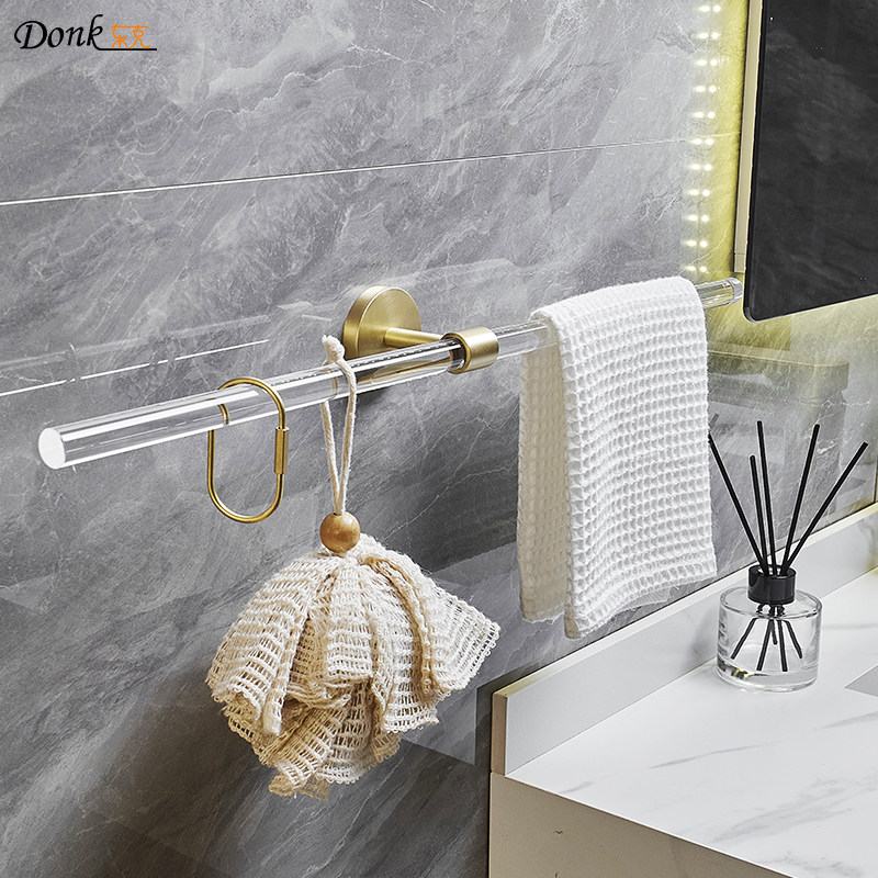 Acrylic powder room cool towel bar punch-free towel rack single-rod bathroom hanging rod shelf wall-mounted rack