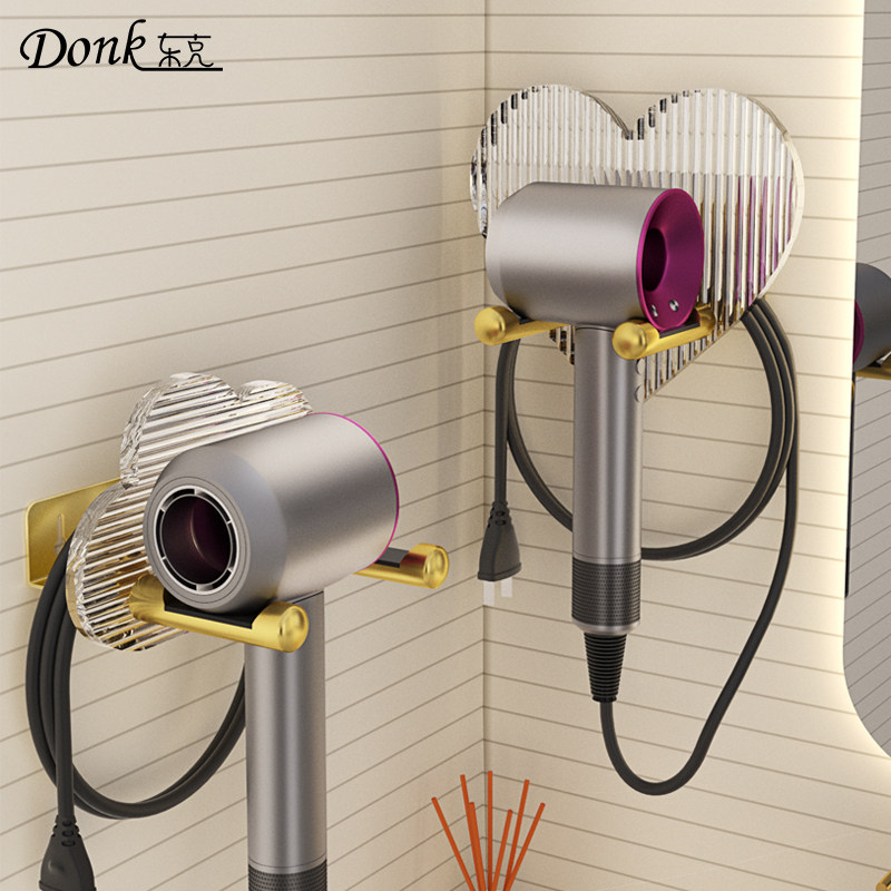 Dyson hair dryer rack free punch acrylic home hanger powder room wall hanging shelf hair dryer bracket