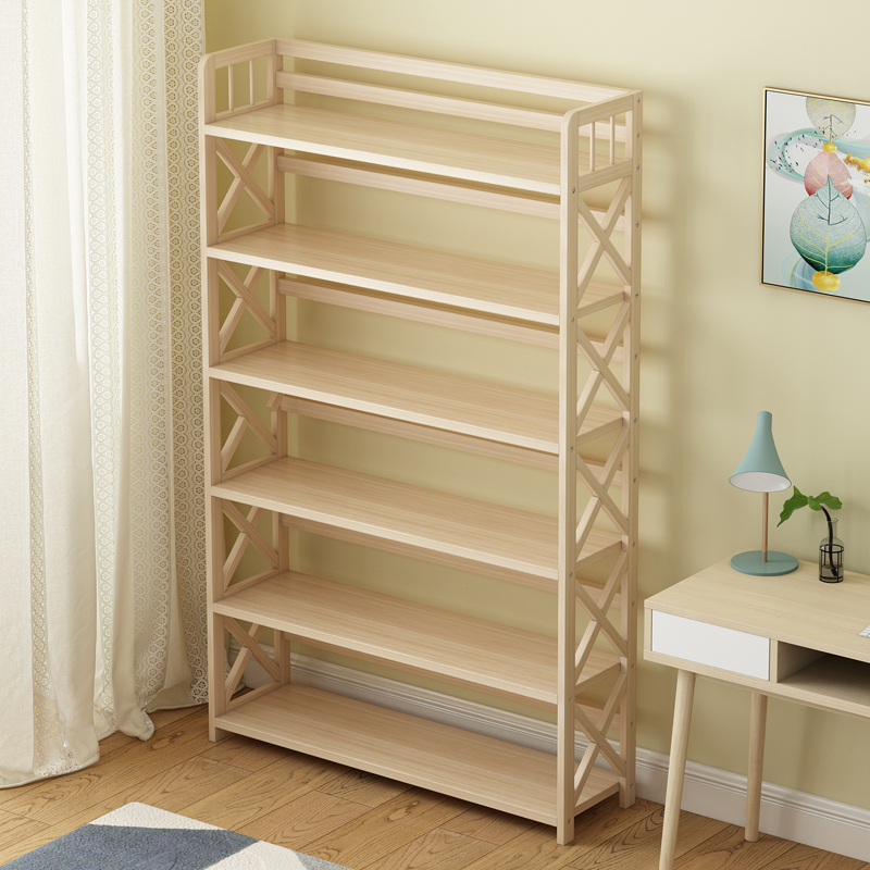 Shelf-floor minimalist table multilayer provincial space Students solid wood bookshelves Home living room containing children's bookcase