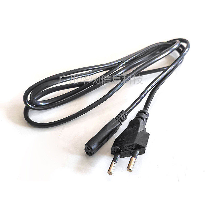 Factory direct sale European standard suffix power cord table lamp power cord two round two hole adapter power cord 1 5 meters