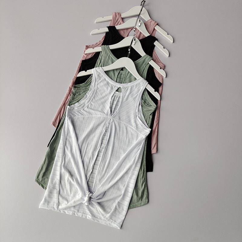 Work Wordvest Women Fitness Yoga Gown Sleeveless Top Speed Dry Woman Tied Knot Running Jump Playground Casual Hood summer