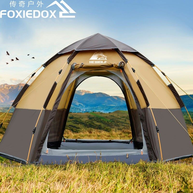 Tent outdoor portable folding fully automatic spring anti-storm thickened camping field camping rainproof children's tent