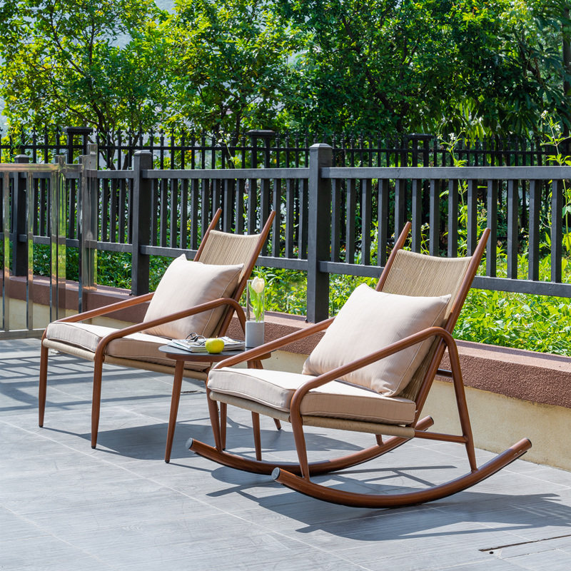 Outdoor Rocking Chair Deck Chair Adult single rope choreography sloppy sofa Rattan Chair Living-room Home Balcony Casual Chair Rocking Chair