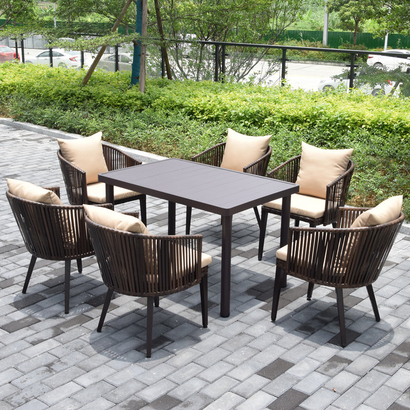 Outdoor table and chairs Villa Courtyard Garden table and chairs Leisure terrace rattan chairs Three sets of combined outdoor rattan table and chairs