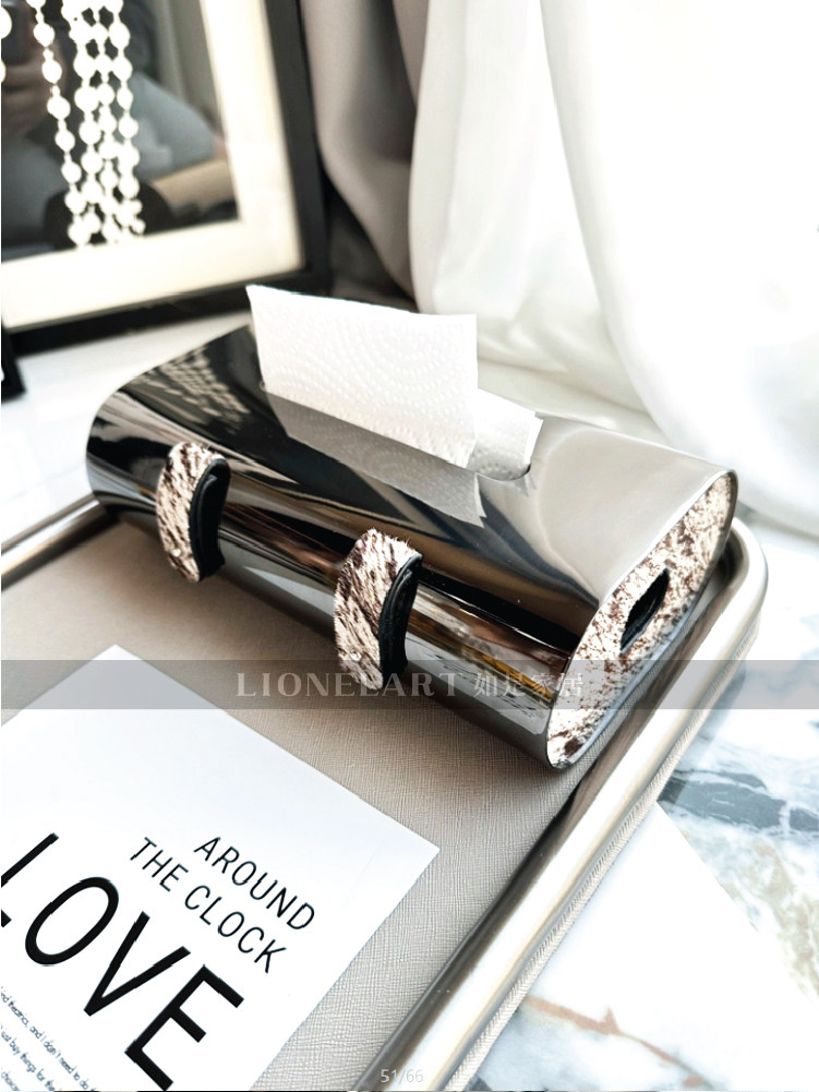 In case of stainless steel horse wool paper towels box light and luxurious paper box table Bedroom Xuanguan Advanced sense paper crambox-Taobao