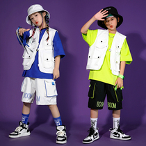 61 children hip hop street dance to serve summer short sleeve boy hiphop suit girl jazz dance costume tide