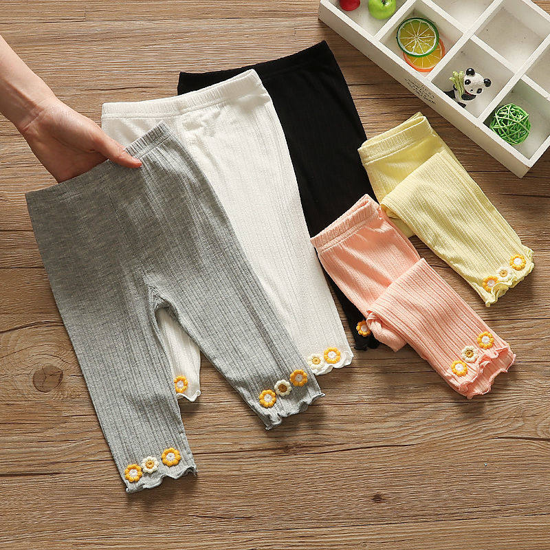 Girl's Seven Pants Pure Cotton Summer Paragraph Baby Hit Bottom Pants 2022 New Summer Children 50% Pants Little Girl Pants Tide