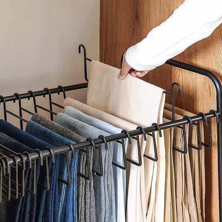 Trousers containing floor clothes hat rack floor shelve bedroom Easy hanging clothes hanger bamboo