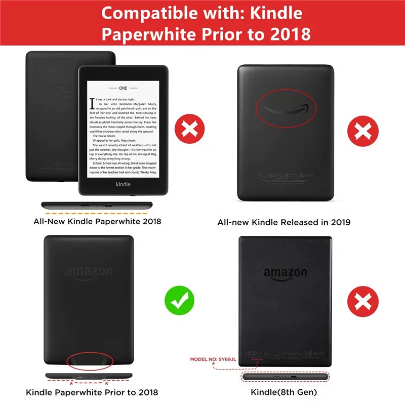 Чехол-кейс для Kindle Paperwhite 1 2 3 P с кожаным интеллектуальным обложкой