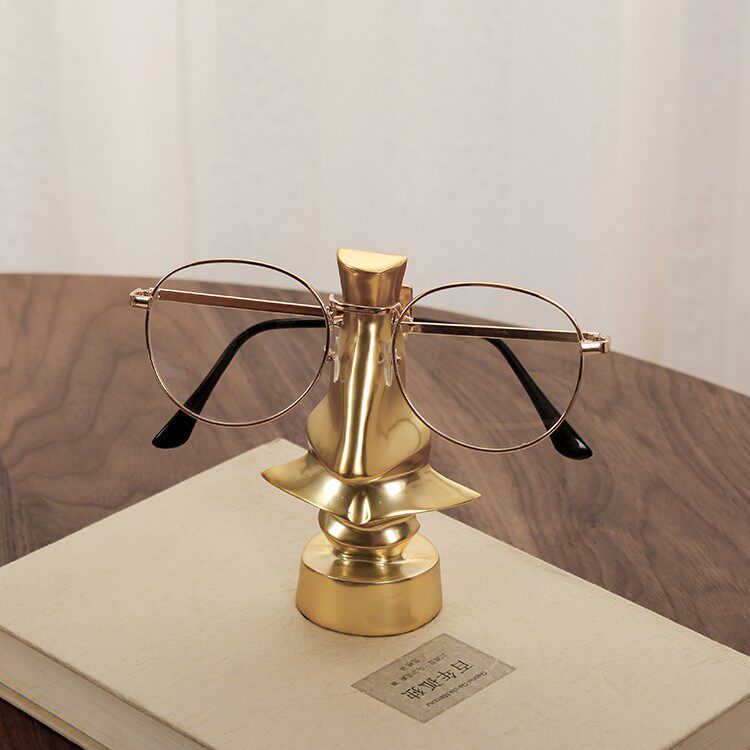 Retro Brass Glasses Frame Light Luxury Creative Decoration Desk Study Bedside Cabinet Bedroom Home Soft Decoration Sample Room