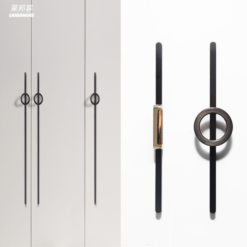Handle cabinet door modern minimalist up-end clothes cabinet door handle hand light lavish minimalist Nordic overall cupboard drawers New Chinese gold