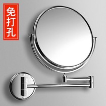 Japanese imported bathroom vanity mirror wall-mounted folding retractable punch-free bathroom double-sided vanity magnifying mirror