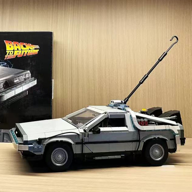 2026 New Model Back to the Future Time Machine Delorean Sports Car Building Blocks for Boys, High-Difficulty Assembly Toy Gift