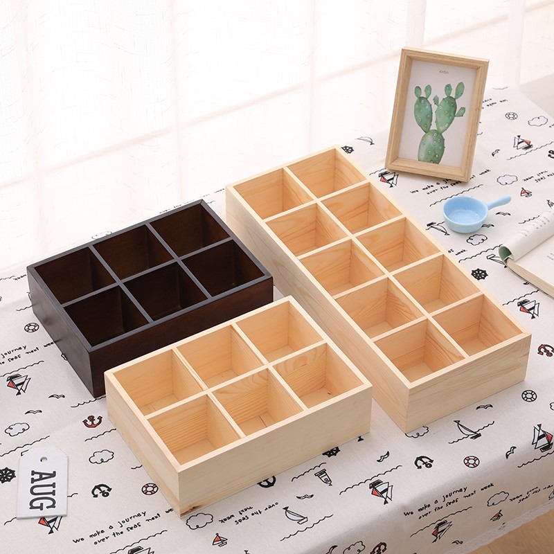 Doge Desktop Wood Fine Art Painting Room Containing Box Beauty Work Area Plaid Retro Solid Wood Multifunction Box 