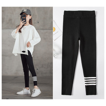 Girl beat bottom pants pure cotton outside wearing 2022 new ocean gas autumn and winter plus suede thickened large child elastic tight fit trousers