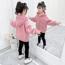 Girls necropolis thickened with 2022 new autumn and winter pure cotton trendy children clothing foreign air Lianhood children casual blouses