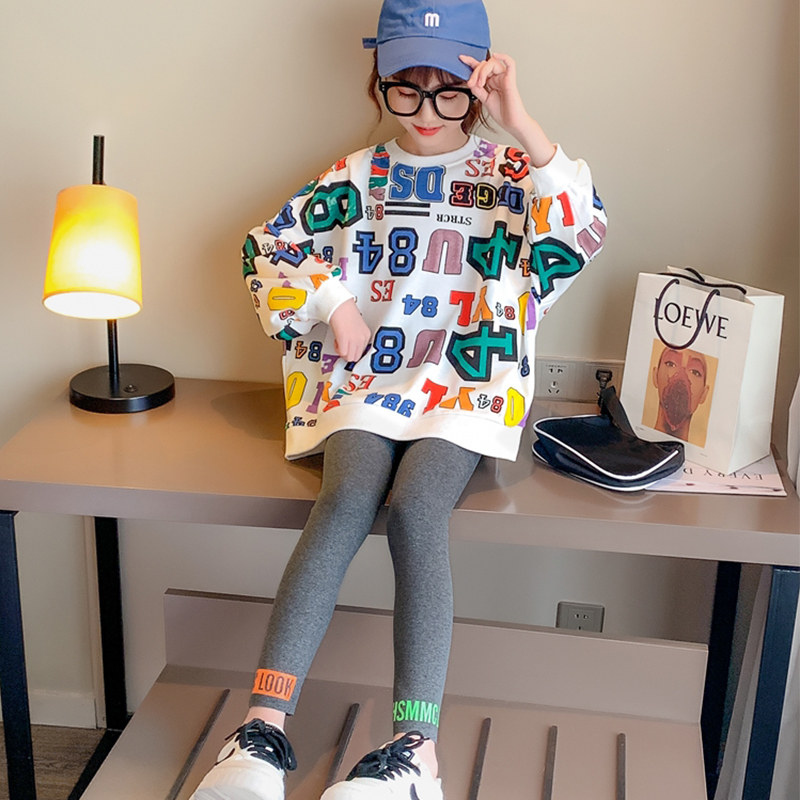 Girl's Autumn Clothing Suit 2022 New Tide Autumn Winter Foreign Pie Trendy CUHK Tong Suede Underwear Inner lap pants Two sets