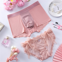 Couple underwear female ice wire cute embroidered passionCouple creative men and women underwear suit pure cotton summer